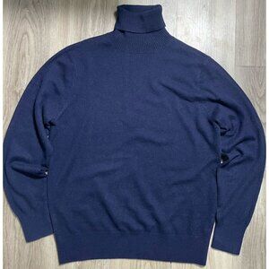 De Fursac Wool And Cashmere Roll Neck Sweater Classic Navy Blue Men's M Luxury